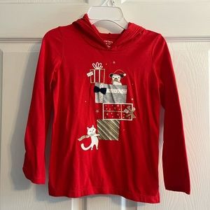 Carters Christmas long sleeve hooded shirt